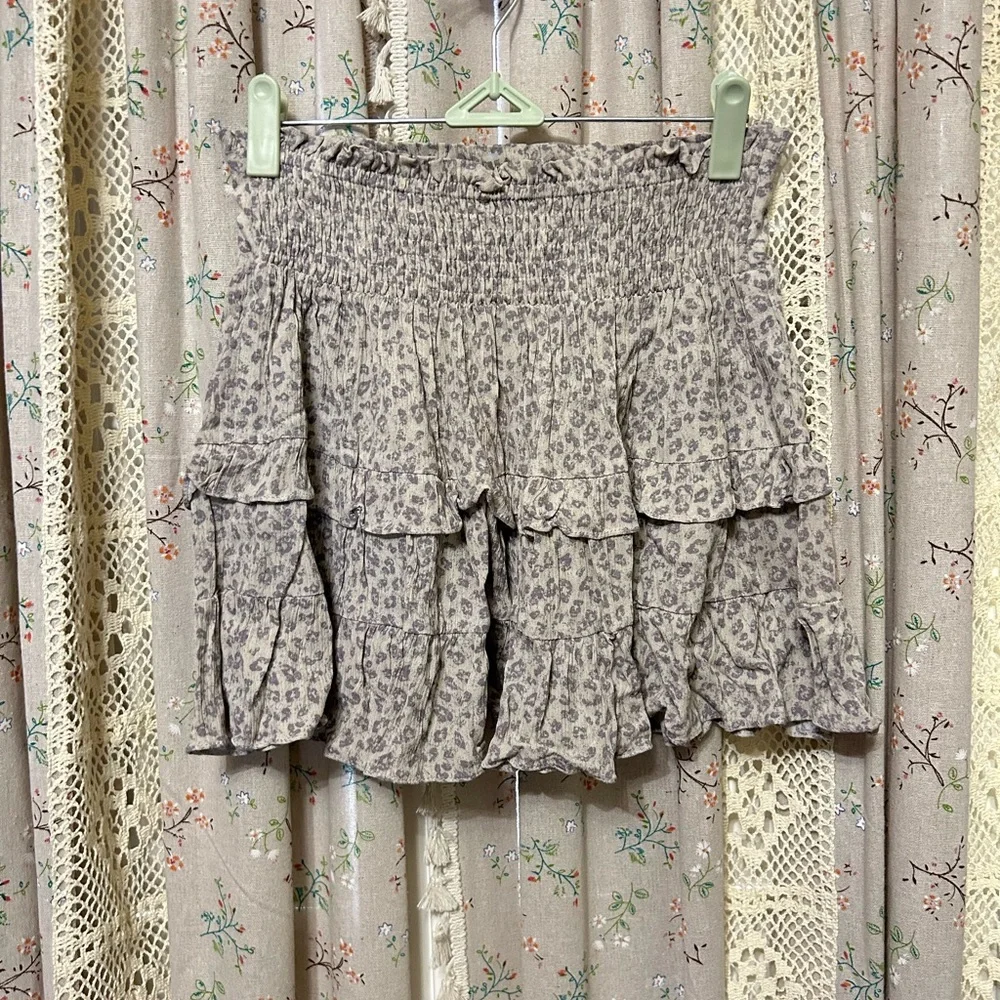 Olivaceous NWT Festival Boho Skirt Smocked Tiered Lace Up‎ Small